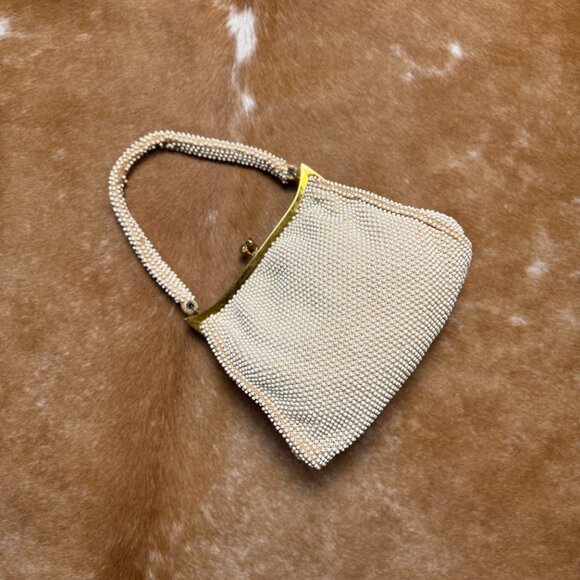 Vintage White Beaded Handbag with Coin Purse, 1950s Pearlcore Evening Bag - Picture 8 of 13